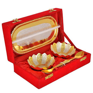 Diwali Gifting Gold & Silver Plated Floral Bowls With Tray Starting At Rs.299